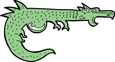 bir insan tarafından çizilmiş ortaçağ ejderhası.