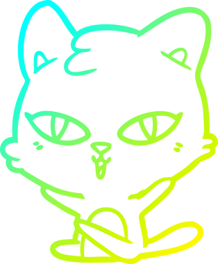 Bir insan tarafından çizilen çizgi film kedisinin soğuk gradyan çizgisi.