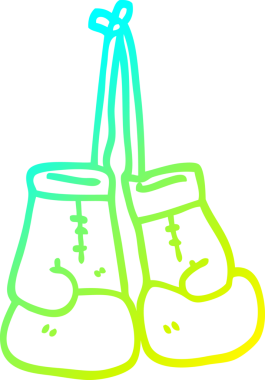 Bir insan tarafından çizilmiş bir çizgi film boks eldiveninin soğuk gradyan çizimi