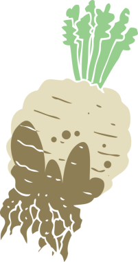 Bir insan tarafından çizilmiş çamurlu şalgamın düz renk çizimi