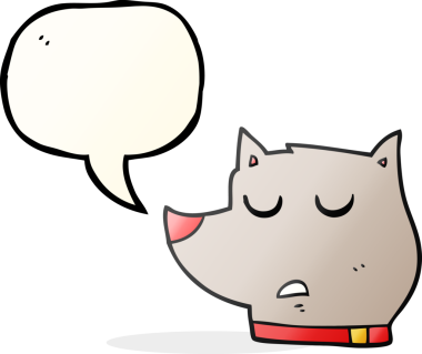 Bir insan tarafından çizilmiş serbest konuşma balonu çizgi film köpeği.