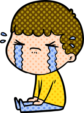 Bir insan tarafından çizilmiş ağlayan çizgi film adamı.