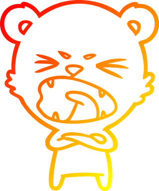 Bir insan tarafından çizilmiş kızgın bir kutup ayısının sıcak çizgi çizimi