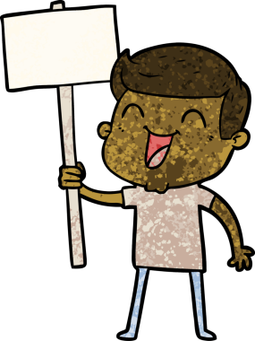 Bir insan tarafından çizilmiş gülen çizgi film adamı.