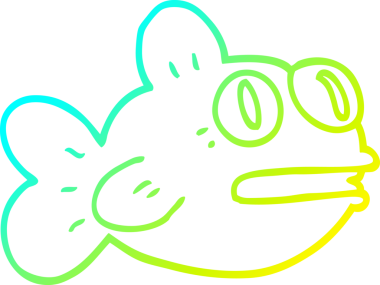 Bir insan tarafından çizilmiş bir karikatür balığının soğuk gradyan çizimi