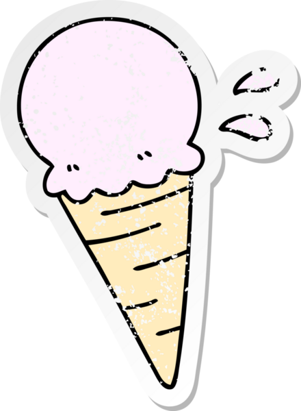 Bir insanın çizdiği vanilyalı dondurmanın garip bir el çıkartması.