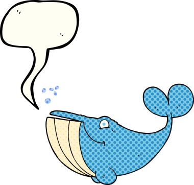 Bir insan tarafından çizilmiş karikatür balinası.