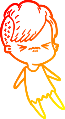 Bir insan tarafından çizilmiş, kızgın bir hipster kızın çizgi çizimi.