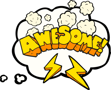 Serbest çizim düşünce balonu karikatürü. Bir insan tarafından çizilmiş harika bir kelime.