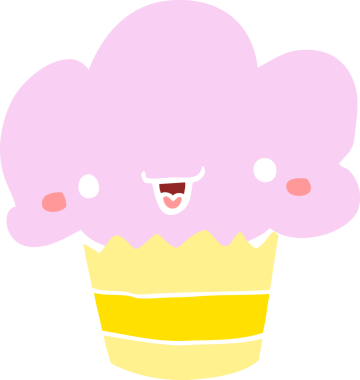 Yüzü bir insan tarafından çizilmiş düz renkli çizgi film keki.