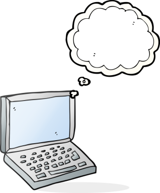 Bir insan tarafından çizilmiş serbest çizim balon dizüstü bilgisayar.