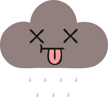 Bir insan tarafından çizilen fırtına bulutunun düz renkli retro karikatürü