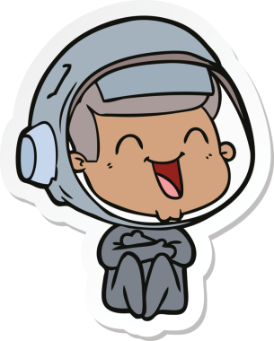 Bir insan tarafından çizilmiş mutlu bir astronotun çıkartması.