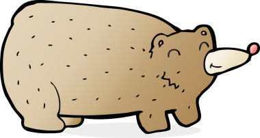 Bir insan tarafından çizilmiş komik çizgi film ayısı.