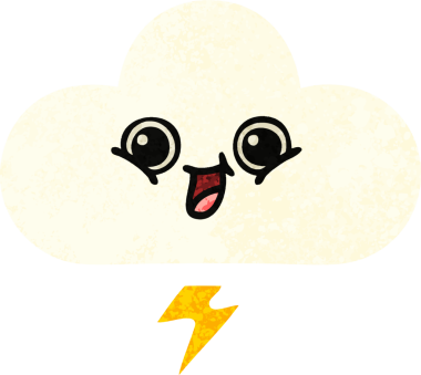 Bir insan tarafından çizilmiş bir fırtına bulutunun retro çizim tarzı karikatürü