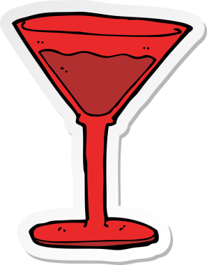 Bir insan tarafından çizilmiş karikatür kokteyle ait etiket.