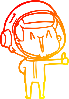 Bir insan tarafından çizilmiş mutlu bir astronotun sıcak çizgi çizimi