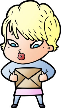 Bir insan tarafından çizilmiş karikatür kadın.