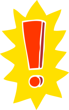 bir insan tarafından çizilmiş düz renk çizim karikatür ünlem işareti