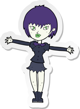 Bir insan tarafından çizilmiş vampir bir kızın çıkartması.