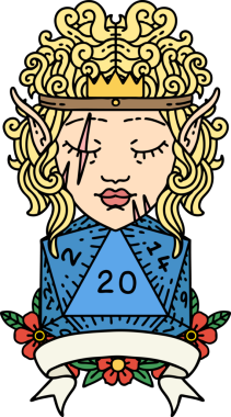 Retro Dövme Tarzı Bir insan tarafından çizilmiş 20 zarlı barbar karakter