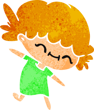 Bir insan tarafından çizilmiş sevimli bir kawai kızının serbest çizimi.