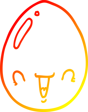 Bir insan tarafından çizilmiş karikatür yumurtasının sıcak gradyan çizimi