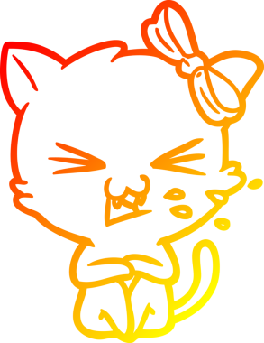 Bir insan tarafından çizilmiş çizgi film kedisinin sıcak çizgi çizimi