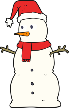 Bir insan tarafından çizilmiş düz renkli kardan adam çizimi