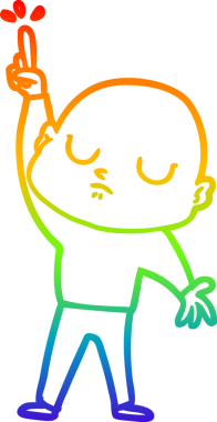 Gökkuşağı gradyan çizgisi bir insan tarafından çizilmiş kel bir adamın çizimi