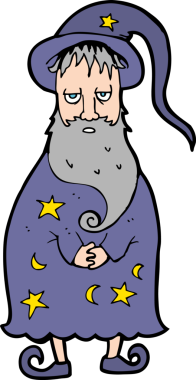 bir insan tarafından çizilmiş çizgi film sihirbazı