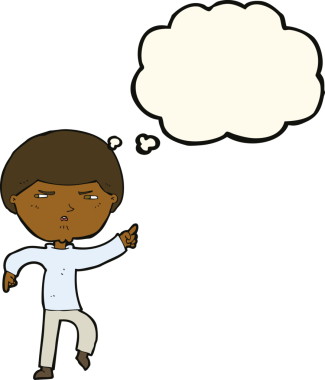 Bir insan tarafından çizilmiş düşünce baloncuğuyla rahatsız edilmiş bir adam.