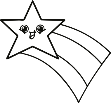 Bir insan tarafından çizilmiş kayan gökkuşağı yıldızının çizgi çizimi