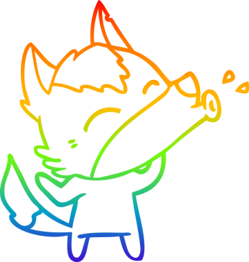 Uluyan bir kurt çizgi filminin gökkuşağı gradyanı insan tarafından çizilmiş.