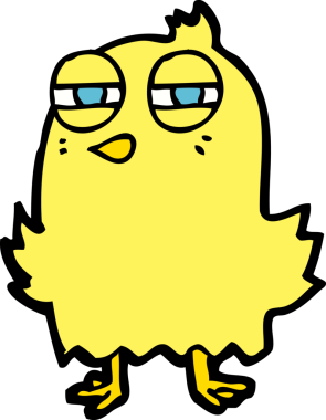 Bir insan tarafından çizilmiş komik çizgi film kuşu.