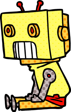 Bir insan tarafından çizilmiş çizgi film robotu