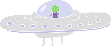 Bir insan tarafından çizilen uçan dairenin düz renk çizimi