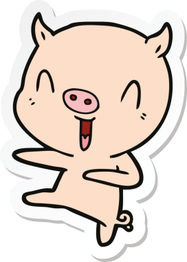 Bir insan tarafından çizilmiş domuz çizgi filminin çıkartması.