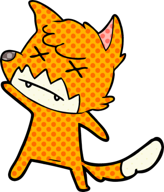 Bir insan tarafından çizilmiş şaşı tilki.