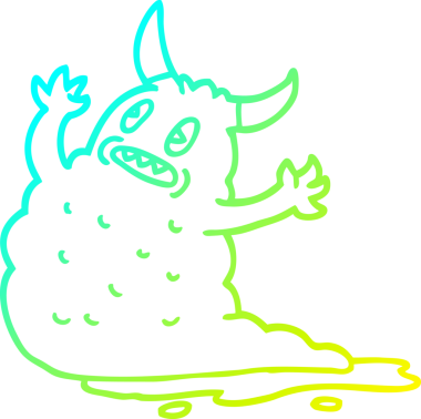 Bir insan tarafından çizilen çizgi film iblisinin soğuk gradyan çizgisi.