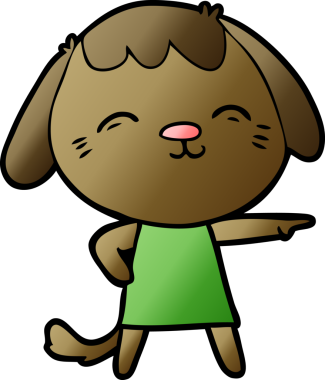 Bir insan tarafından çizilmiş mutlu çizgi film köpeği.