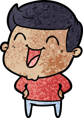 Bir insan tarafından çizilmiş gülen çizgi film adamı.