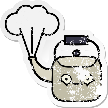 Bir insan tarafından çizilmiş dumanı tüten tatlı bir karikatür çıkartması.