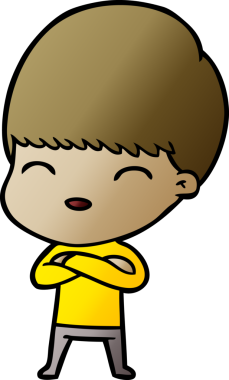 Bir insan tarafından çizilmiş mutlu çizgi film çocuğu.