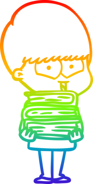 gökkuşağı gradyan çizgi çizimi bir insan tarafından çizilmiş mutlu bir çocuk