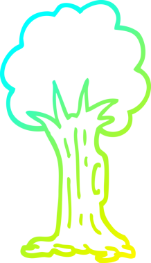 Bir insan tarafından çizilmiş bir karikatür ağacının soğuk gradyan çizimi