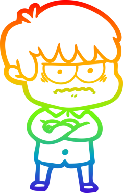 Gökkuşağı gradyan çizgi çizimi Bir insan tarafından çizilmiş bir çizgi film çocuğu