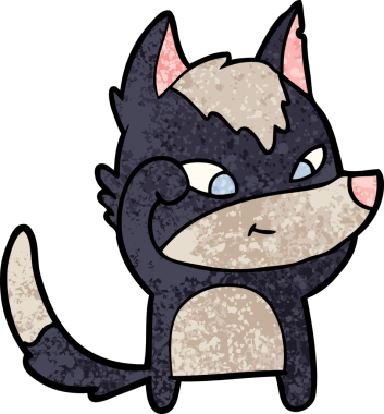 Bir insan tarafından çizilmiş dost canlısı bir kurt.