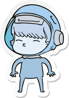 Bir insan tarafından çizilmiş meraklı bir astronotun çıkartması.