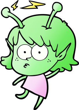 Bir insan tarafından çizilmiş uzaylı kız.